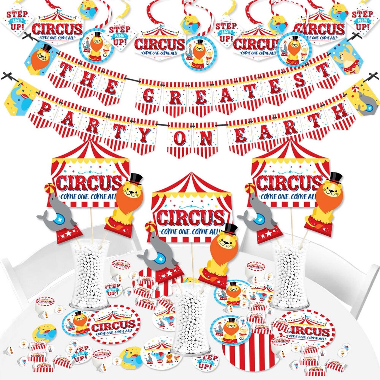 Big Dot of Happiness Carnival - Step Right Up Circus - Carnival Themed Party Supplies - Banner Decoration Kit - Fundle Bundle